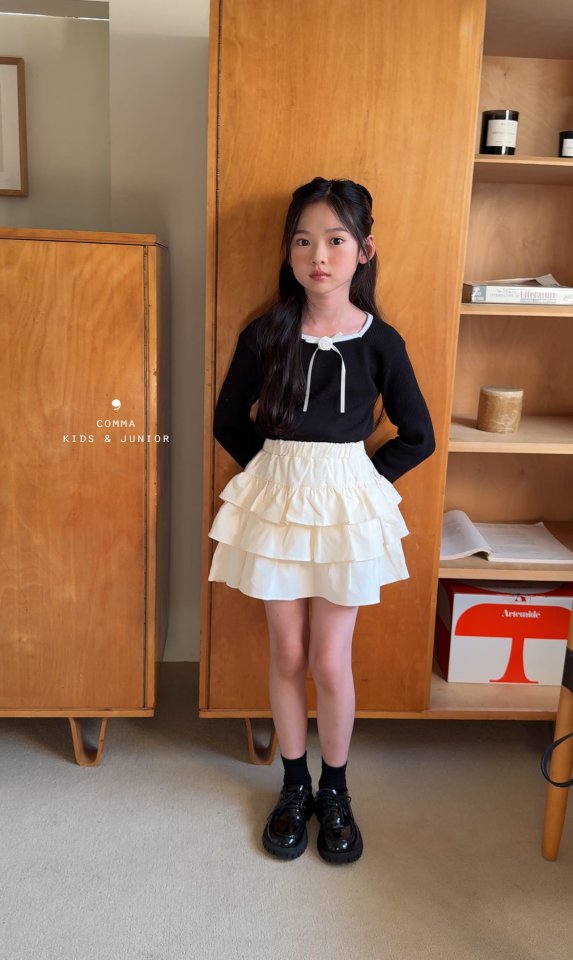 Comma - Korean Children Fashion - #minifashionista - Flower Contrast Tee