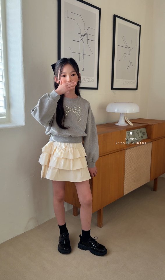 Comma - Korean Children Fashion - #prettylittlegirls - Pearl Ribbon Sweatshirt - 12
