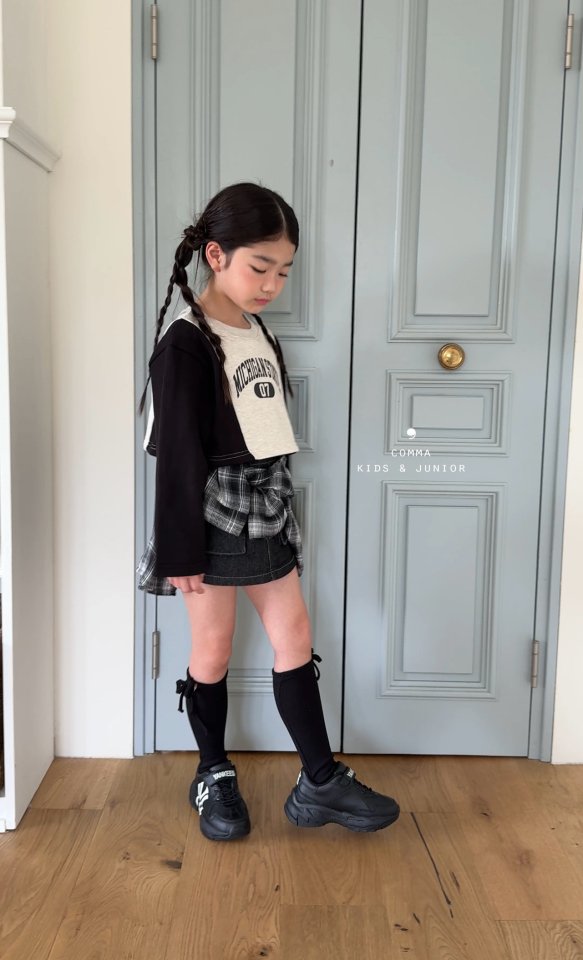 Comma - Korean Children Fashion - #prettylittlegirls - Crop Contrast Tee - 10