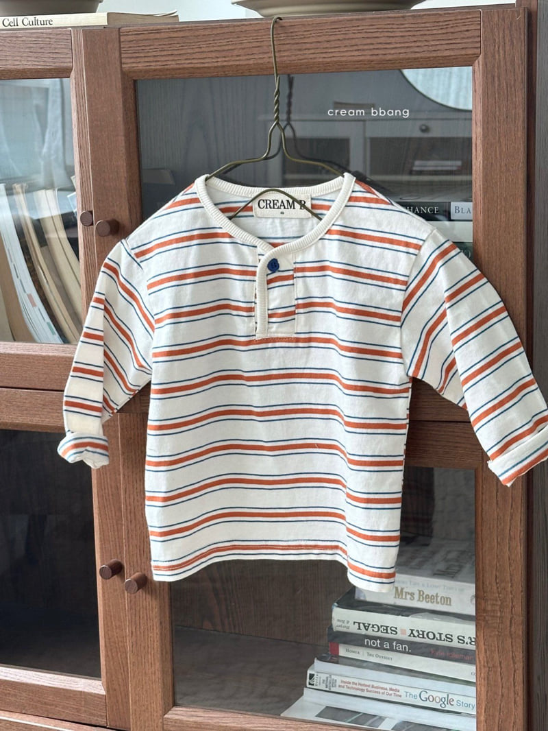 Cream Bbang - Korean Children Fashion - #prettylittlegirls - Henley Stripe Tee - 4