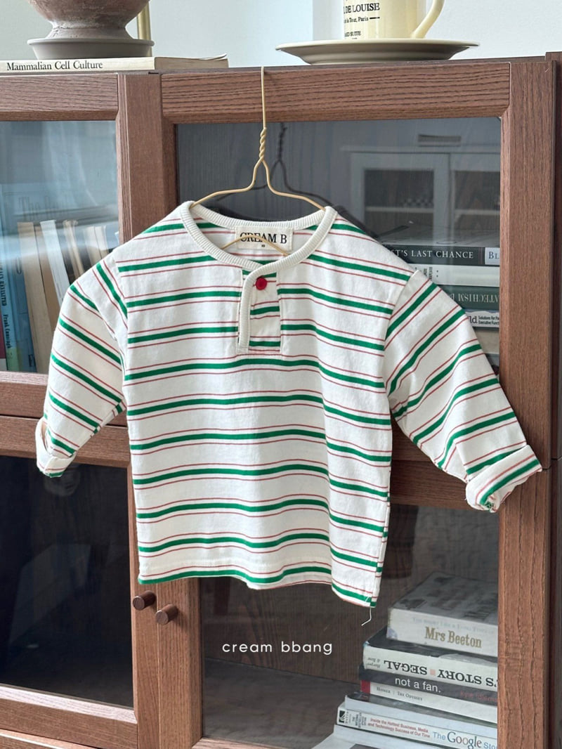 Cream Bbang - Korean Children Fashion - #childofig - Henley Stripe Tee - 5