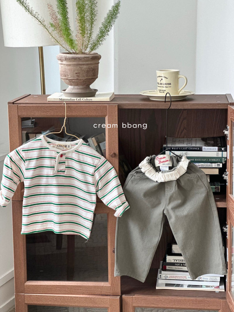 Cream Bbang - Korean Children Fashion - #childrensboutique - Henley Stripe Tee - 6