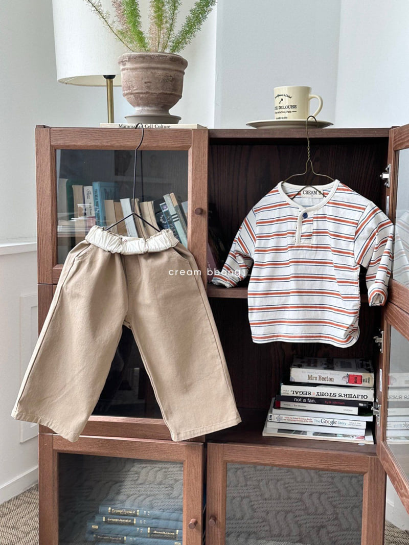 Cream Bbang - Korean Children Fashion - #designkidswear - Henley Stripe Tee - 7