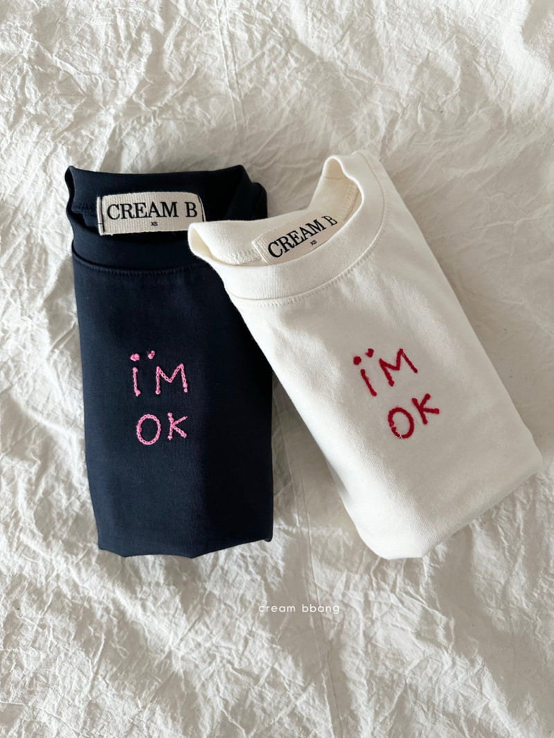 Cream Bbang - Korean Children Fashion - #designkidswear - I'm Okay Embroidered Tee