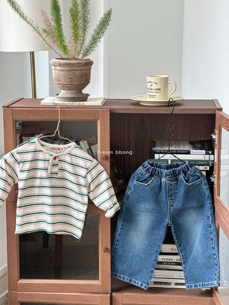 Cream Bbang - Korean Children Fashion - #fashionkids - Henley Stripe Tee - 9