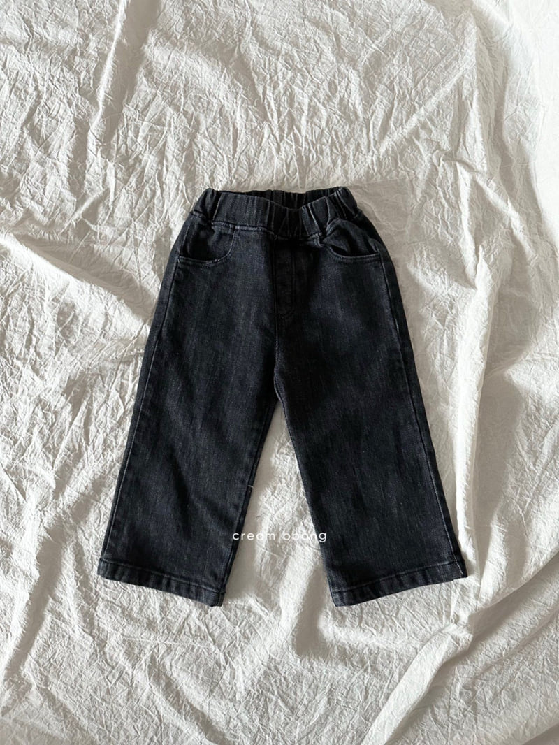 Cream Bbang - Korean Children Fashion - #kidsshorts - Straight Stretch Denim Pants - 5
