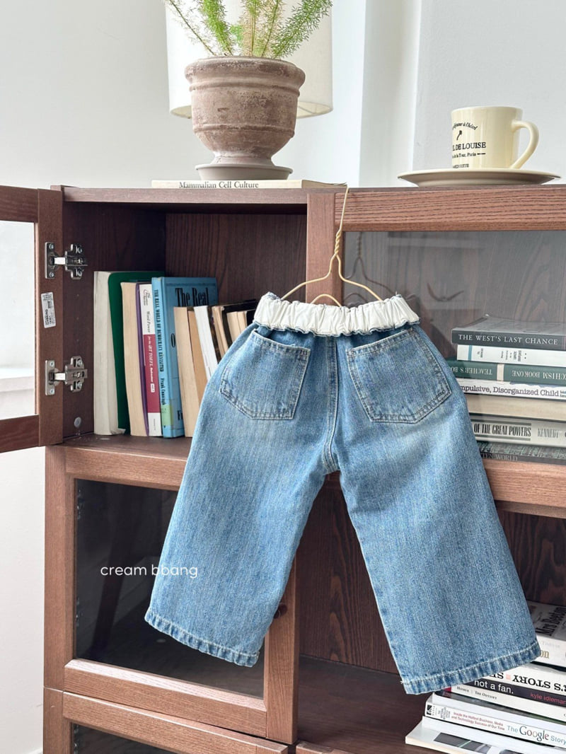 Cream Bbang - Korean Children Fashion - #kidsshorts - Waist Denim Pants - 3