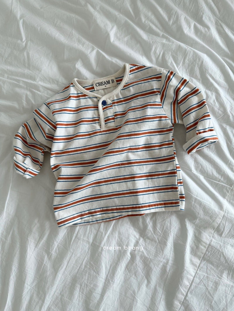 Cream Bbang - Korean Children Fashion - #kidsstore - Henley Stripe Tee - 11