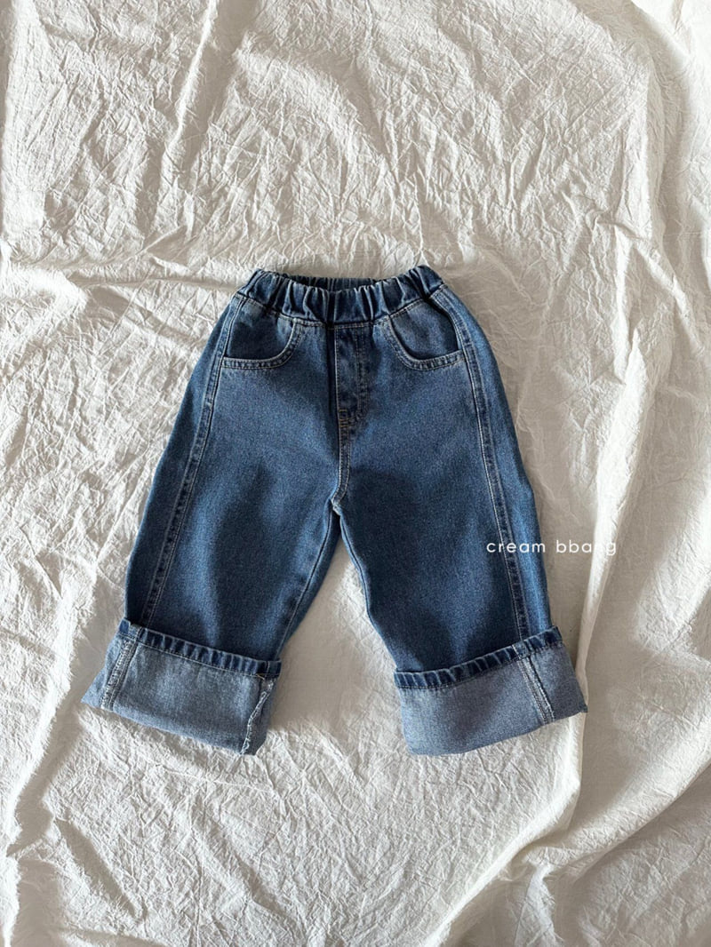Cream Bbang - Korean Children Fashion - #littlefashionista - Rolled Hem Denim Pants - 5