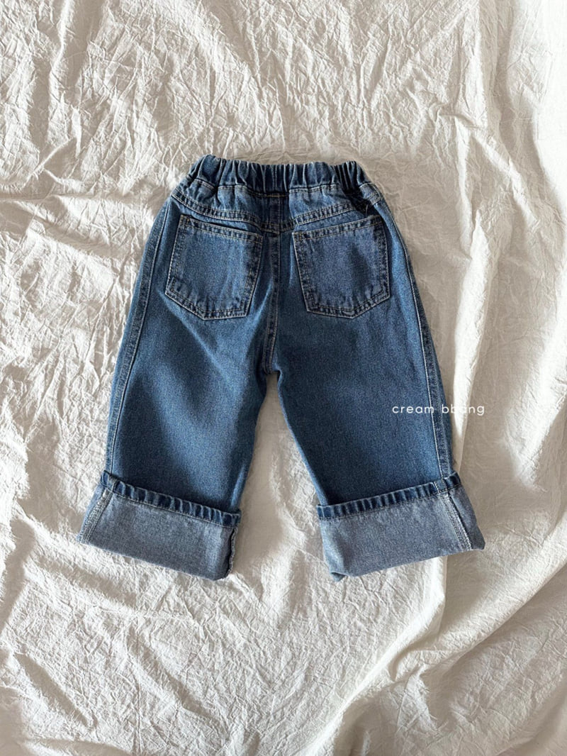 Cream Bbang - Korean Children Fashion - #magicofchildhood - Rolled Hem Denim Pants - 6