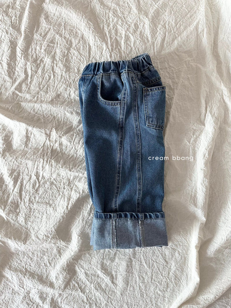 Cream Bbang - Korean Children Fashion - #stylishchildhood - Rolled Hem Denim Pants - 11