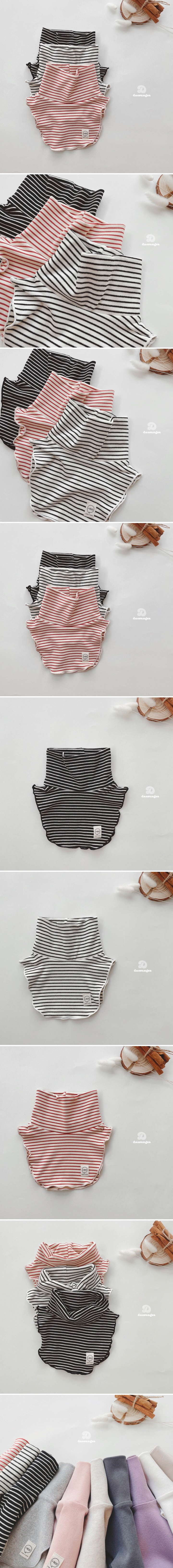 Dae Sung Sa - Korean Children Fashion - #minifashionista - Peach Stripe Fake Turtleneck - 2