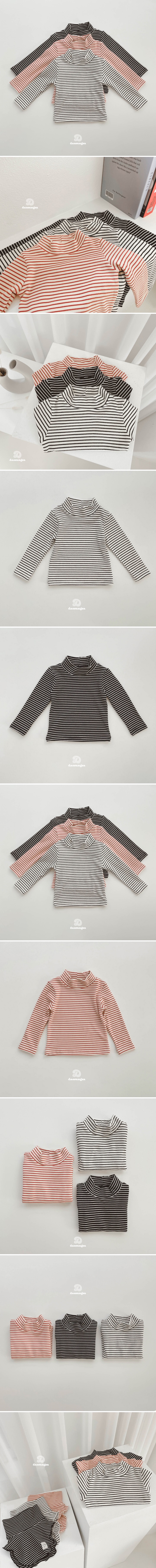 Dae Sung Sa - Korean Children Fashion - #prettylittlegirls - Peach Stripe Turtleneck Tee - 2