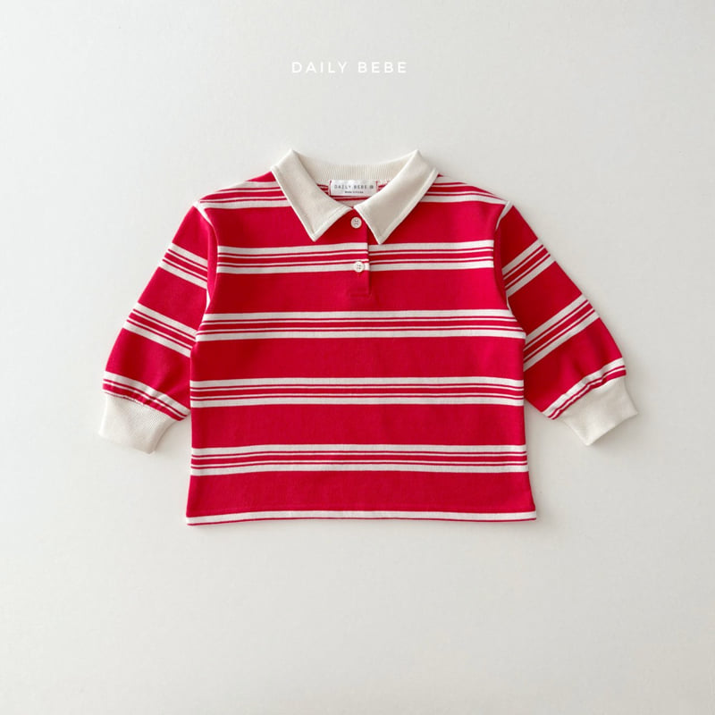 Daily Bebe - Korean Children Fashion - #Kfashion4kids - Collar Stripe Tee - 3
