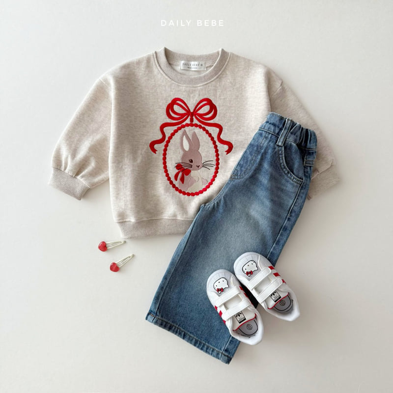 Daily Bebe - Korean Children Fashion - #childofig - Bunny Embroidery Sweatshirt - 8