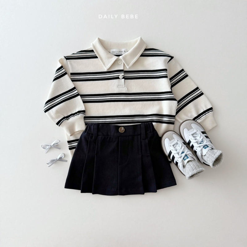 Daily Bebe - Korean Children Fashion - #childofig - Collar Stripe Tee - 11