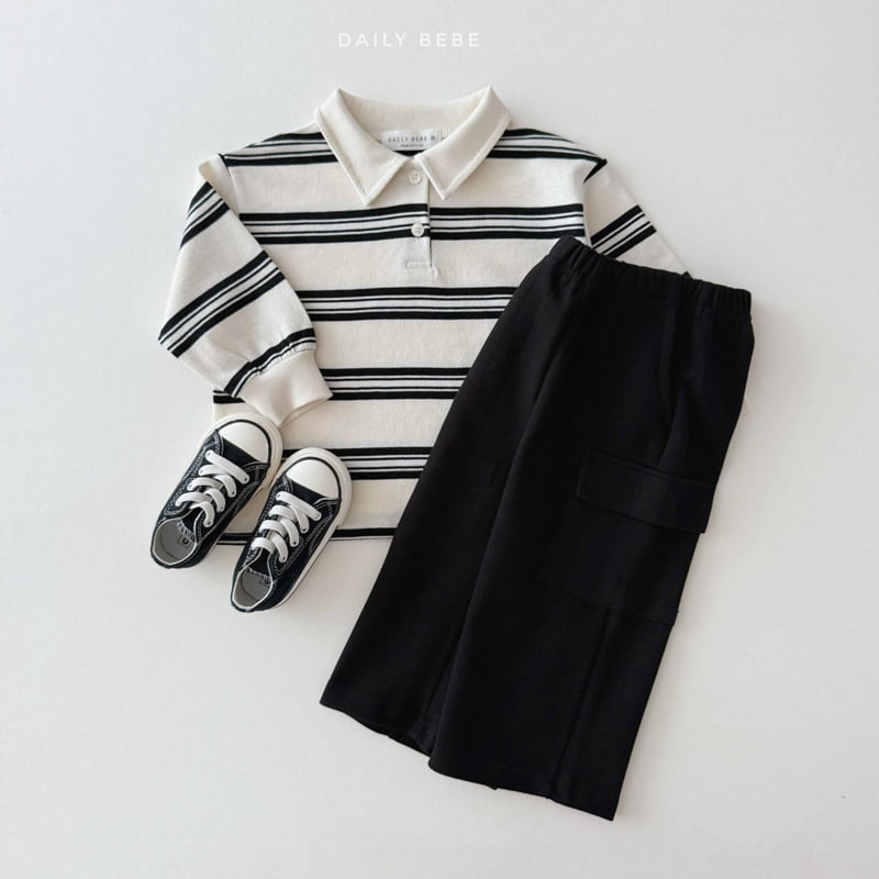 Daily Bebe - Korean Children Fashion - #childrensboutique - Collar Stripe Tee - 12