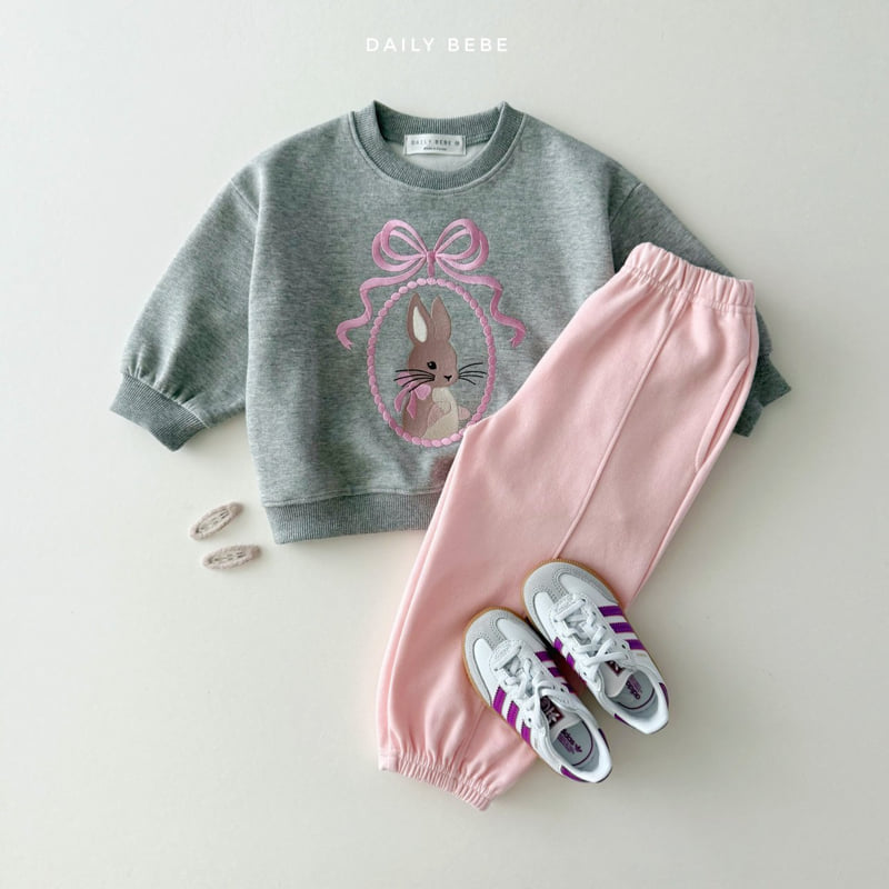 Daily Bebe - Korean Children Fashion - #fashionkids - Bunny Embroidery Sweatshirt - 12