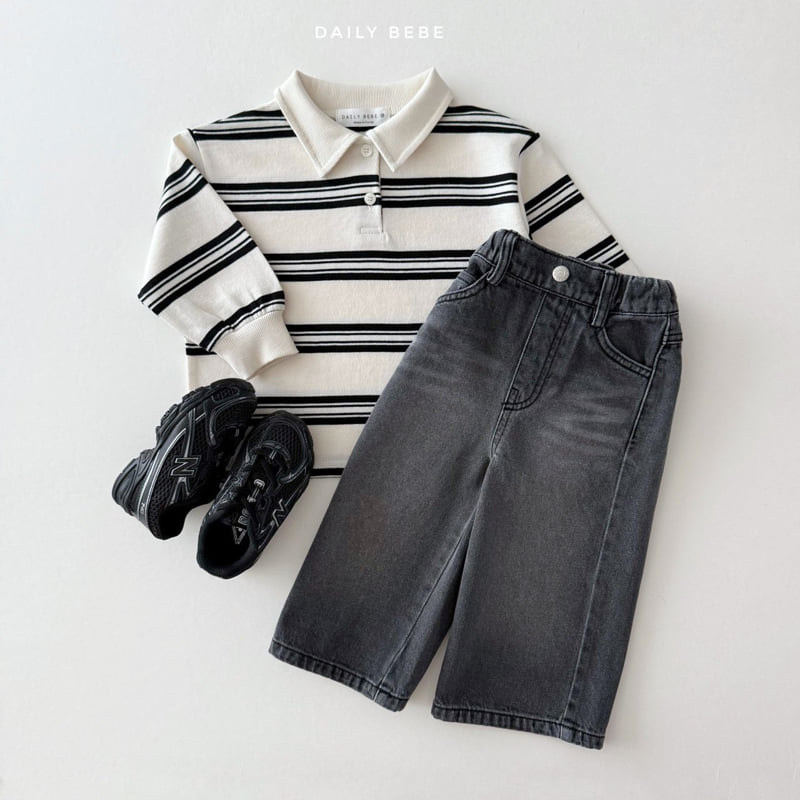 Daily Bebe - Korean Children Fashion - #fashionkids - Washed Wide Denim - 10