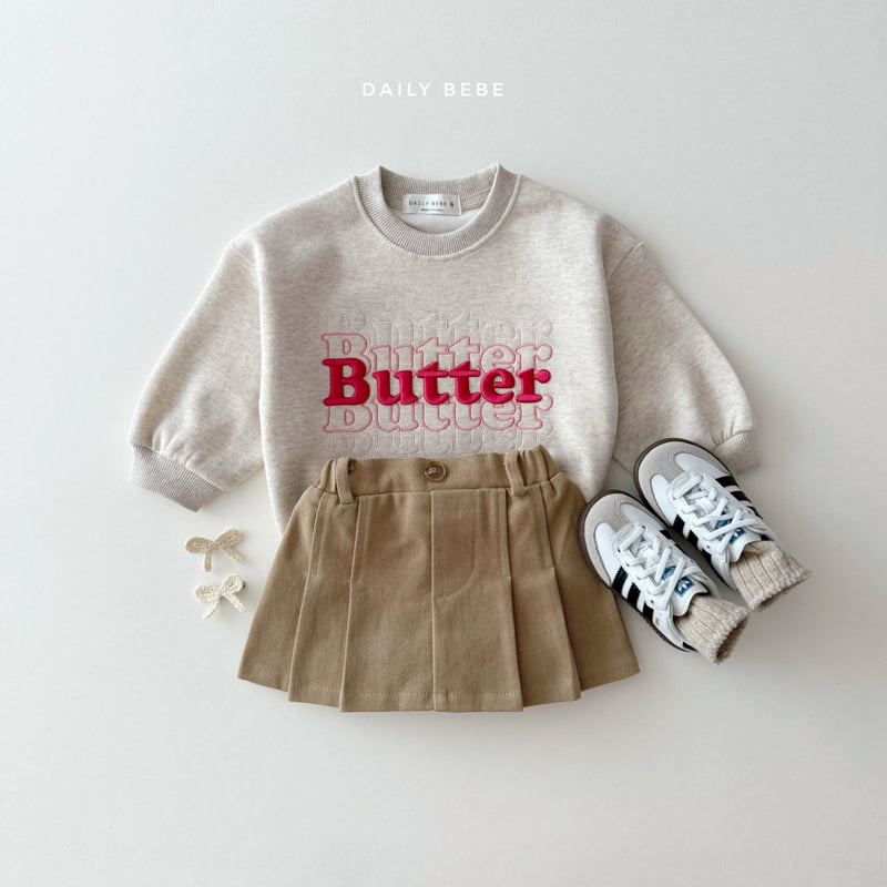 Daily Bebe - Korean Children Fashion - #kidsshorts - Butter Embroidery Sweatshirt - 8