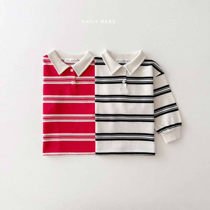 Daily Bebe - Korean Children Fashion - #kidsstore - Collar Stripe Tee