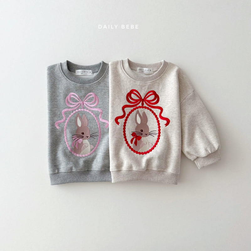 Daily Bebe - Korean Children Fashion - #littlefashionista - Bunny Embroidery Sweatshirt
