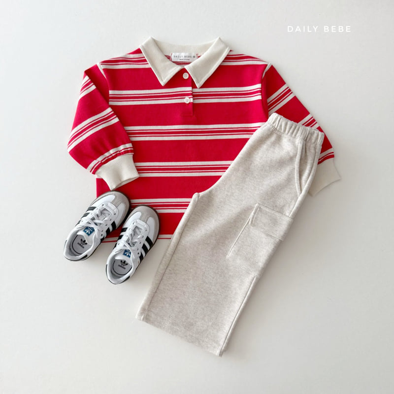Daily Bebe - Korean Children Fashion - #magicofchildhood - Collar Stripe Tee - 5