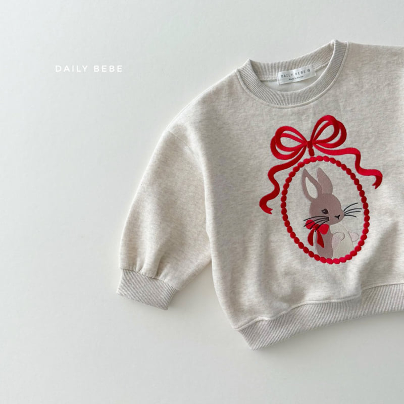 Daily Bebe - Korean Children Fashion - #minifashionista - Bunny Embroidery Sweatshirt - 4