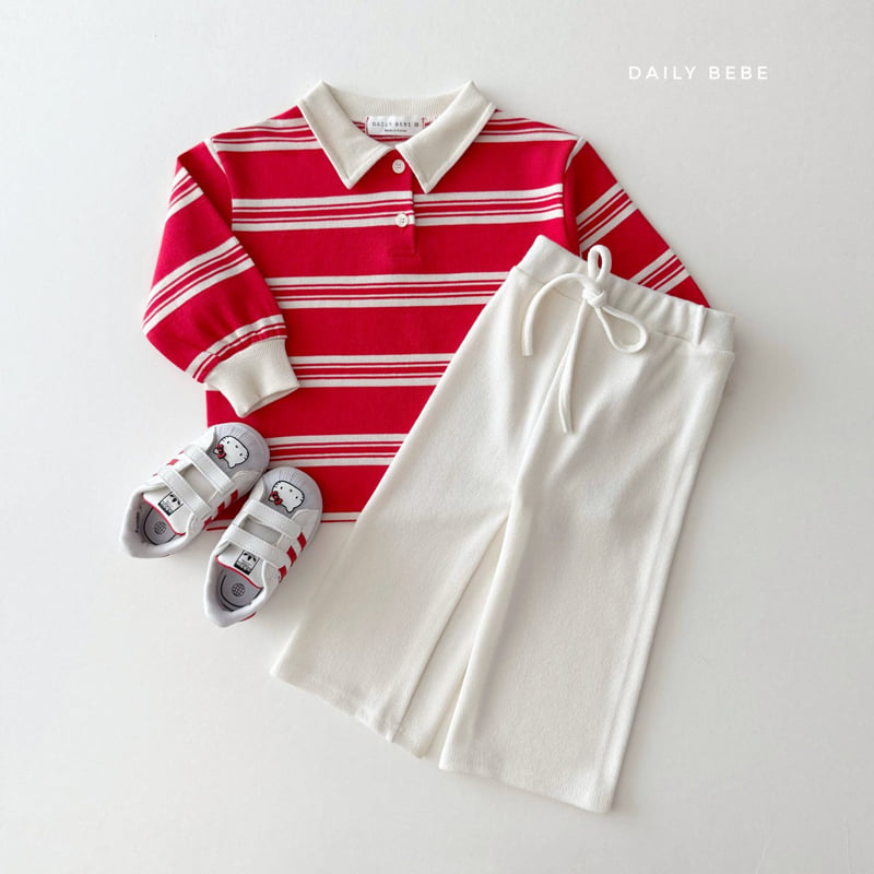 Daily Bebe - Korean Children Fashion - #prettylittlegirls - Collar Stripe Tee - 7
