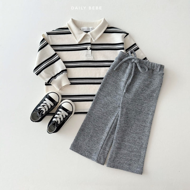 Daily Bebe - Korean Children Fashion - #stylishchildhood - Collar Stripe Tee - 10