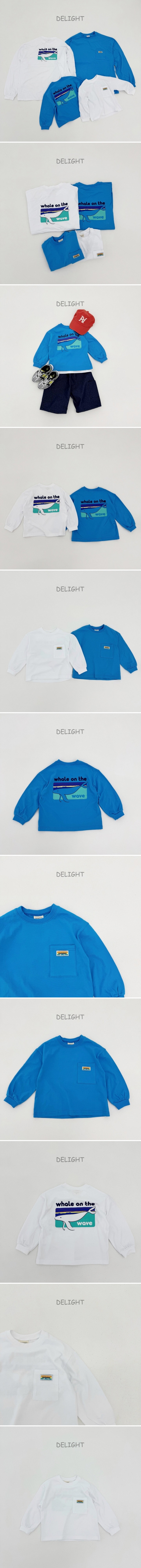 Delight - Korean Children Fashion - #kidsstore - Wave Whale Pocket Tee (Kids) - 2