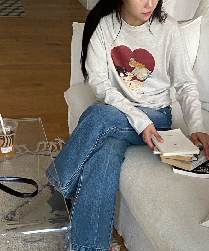 Diana - Korean Women Fashion - #momslook - Cat Heart Tee - 10