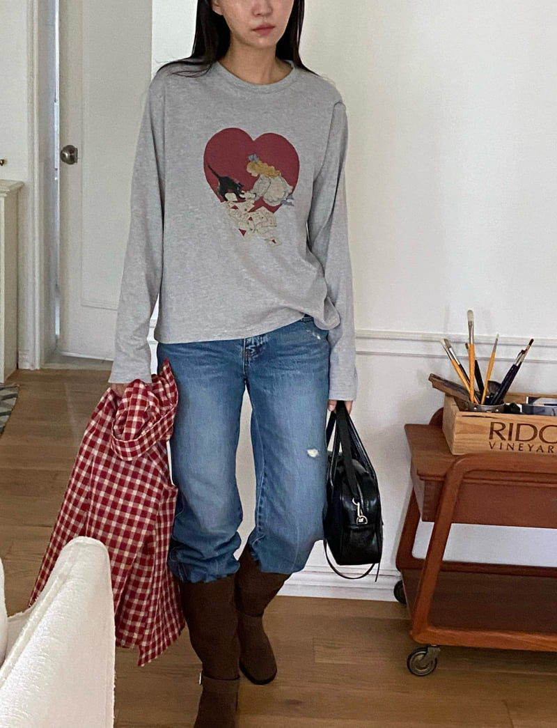 Diana - Korean Women Fashion - #momslook - Cat Heart Tee - 12