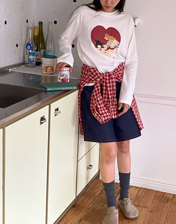 Diana - Korean Women Fashion - #womensfashion - Cat Heart Tee - 4