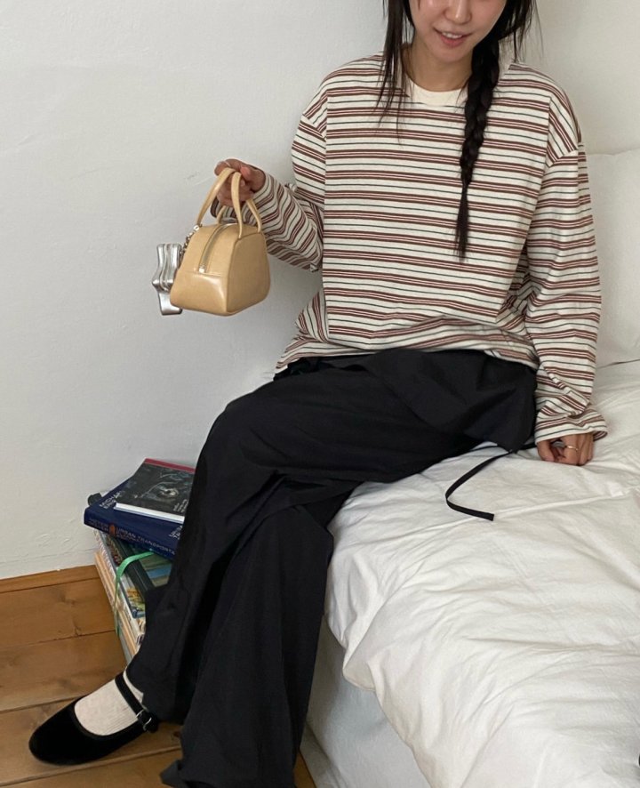 Diana - Korean Women Fashion - #momslook - Loose Stripe Tee - 10
