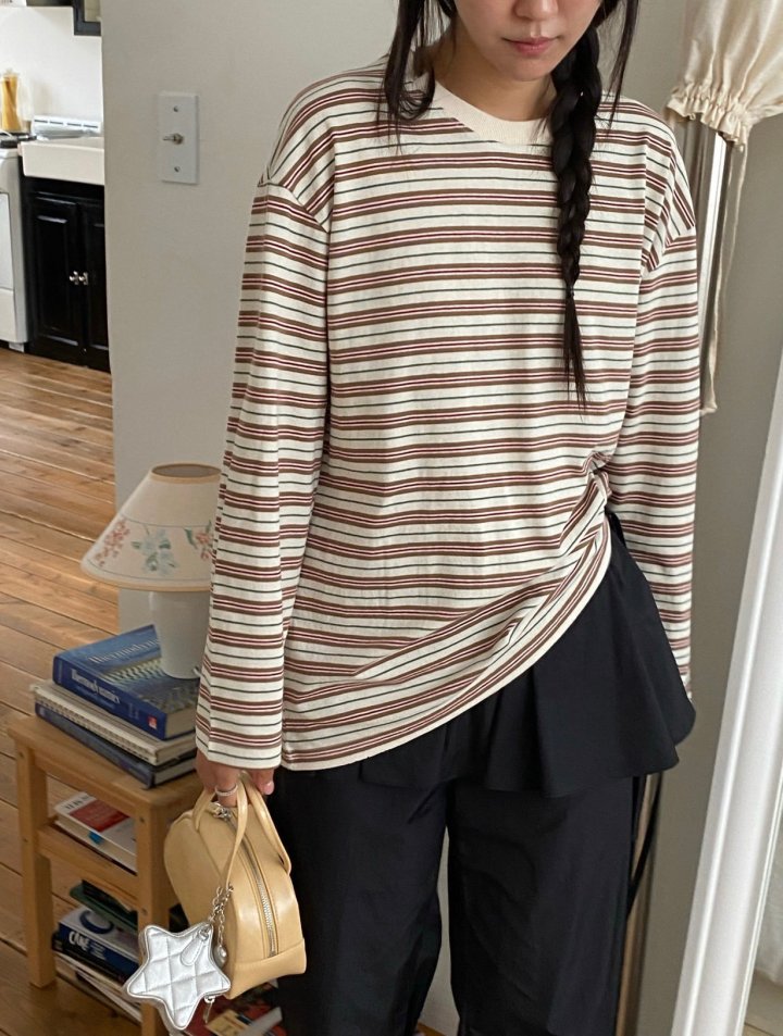 Diana - Korean Women Fashion - #momslook - Loose Stripe Tee - 8