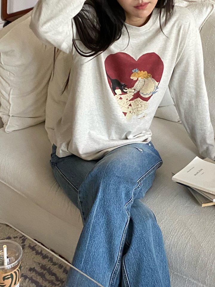 Diana - Korean Women Fashion - #womensfashion - Cat Heart Tee - 11