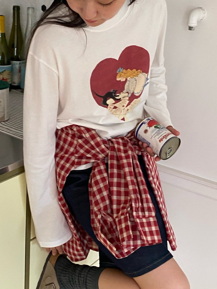 Diana - Korean Women Fashion - #womensfashion - Cat Heart Tee - 5