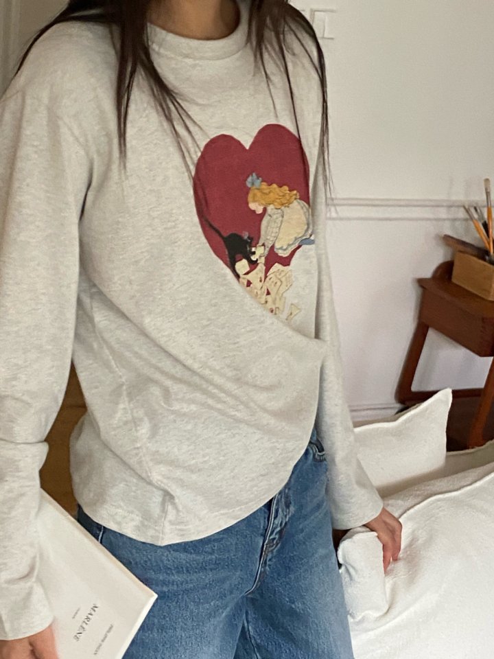 Diana - Korean Women Fashion - #womensfashion - Cat Heart Tee - 7