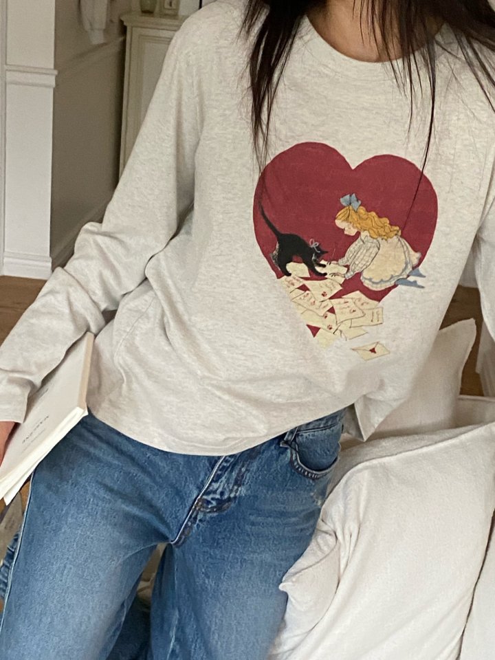 Diana - Korean Women Fashion - #womensfashion - Cat Heart Tee - 9