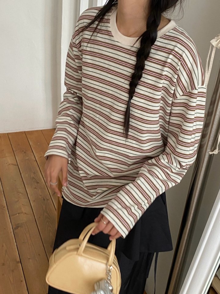 Diana - Korean Women Fashion - #womensfashion - Loose Stripe Tee - 7