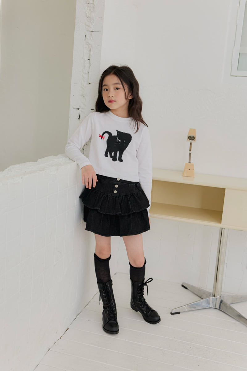 Dore Dore - Korean Children Fashion - #Kfashion4kids - Red Ribbon Cat Crop Tee - 7