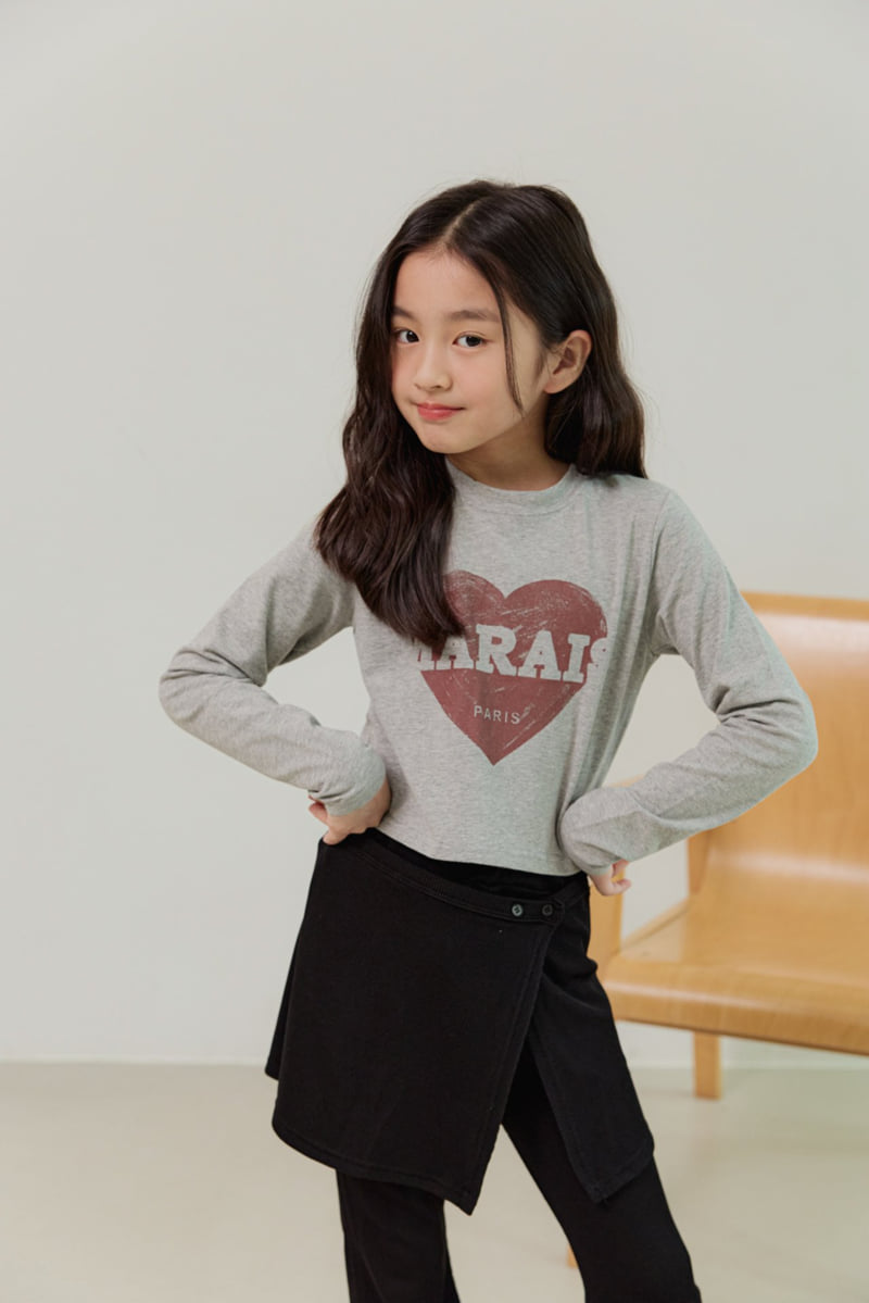 Dore Dore - Korean Children Fashion - #childrensboutique - Burgundy Heart Crop Tee