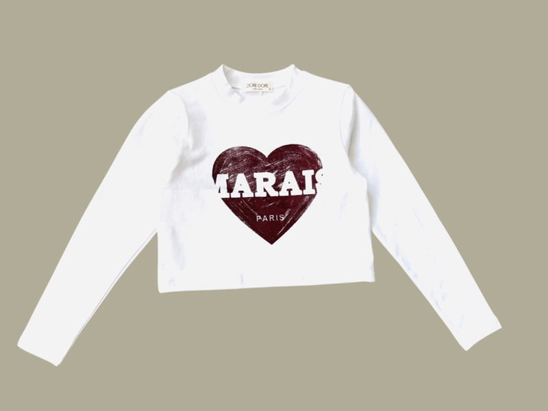 Dore Dore - Korean Children Fashion - #discoveringself - Burgundy Heart Crop Tee - 3