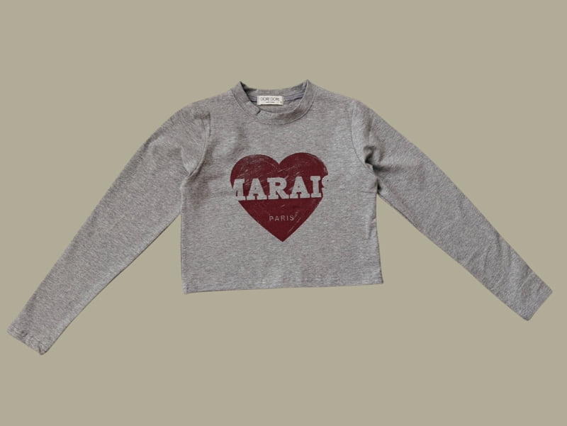 Dore Dore - Korean Children Fashion - #kidsshorts - Burgundy Heart Crop Tee - 5