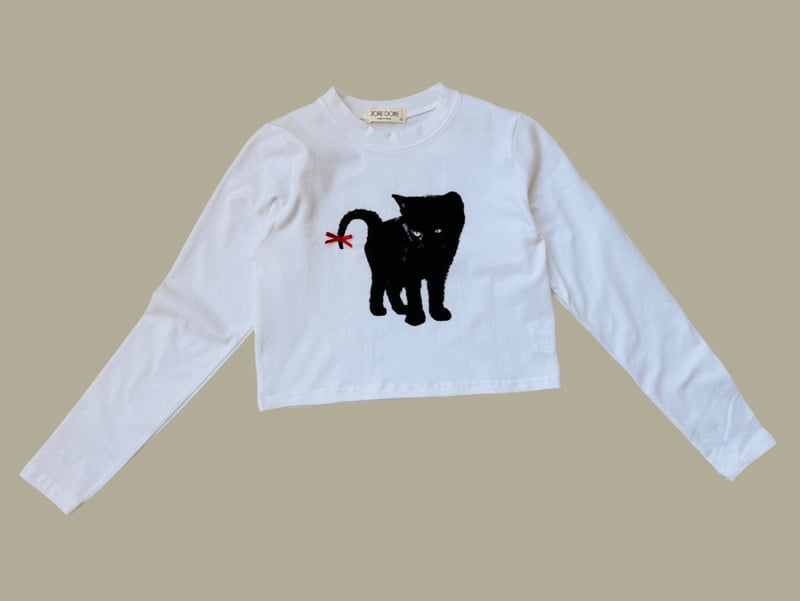 Dore Dore - Korean Children Fashion - #kidsstore - Red Ribbon Cat Crop Tee - 5