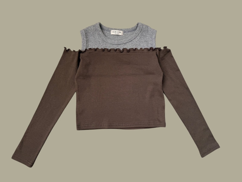Dore Dore - Korean Children Fashion - #kidzfashiontrend - Long Sleeve Off-Shoulder Tee - 3