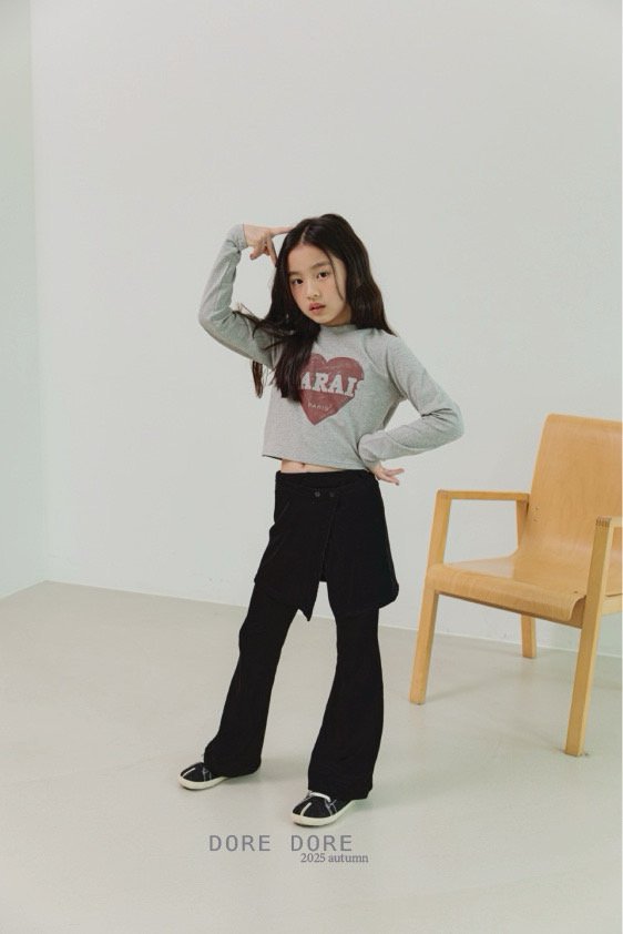 Dore Dore - Korean Children Fashion - #littlefashionista - Burgundy Heart Crop Tee - 9