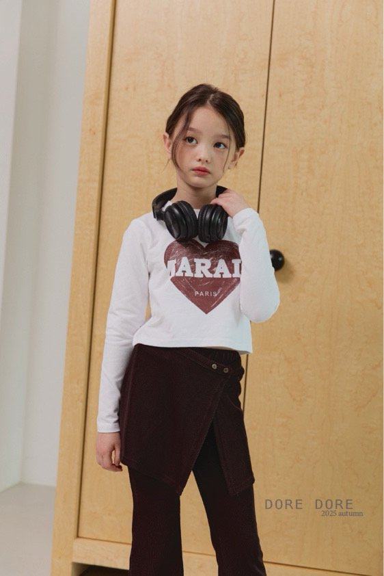 Dore Dore - Korean Children Fashion - #magicofchildhood - Burgundy Heart Crop Tee - 10