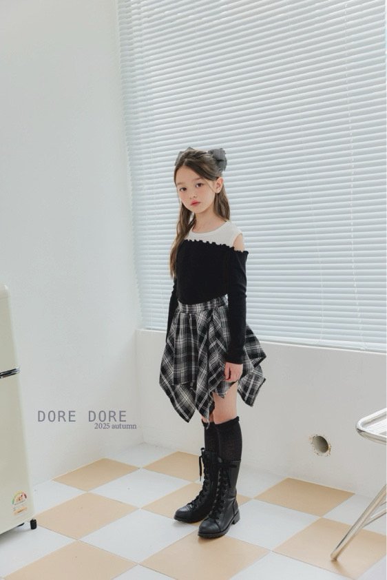 Dore Dore - Korean Children Fashion - #minifashionista - Check Flare Skirt Pants - 12